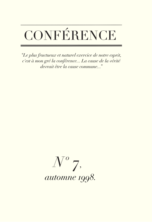 Conférence n°7, automne 1998
