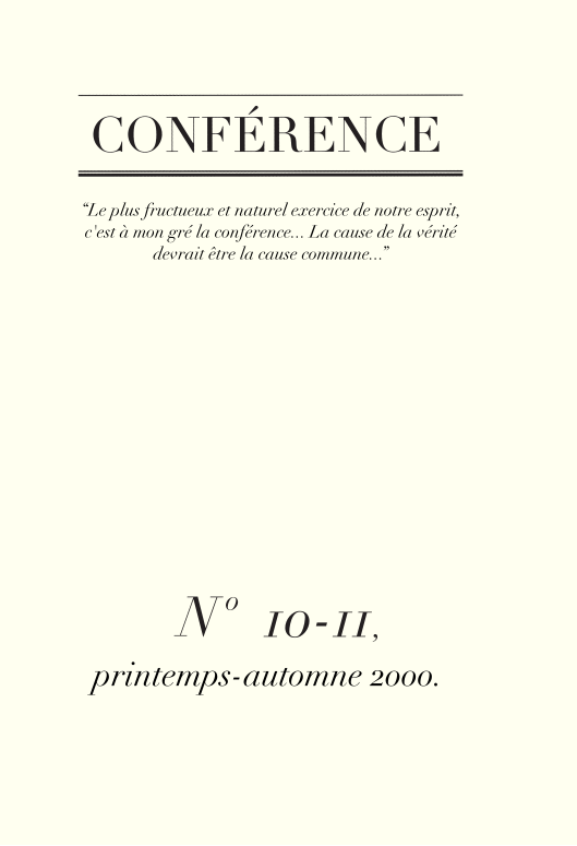 Conférence n°10-11, printemps-automne 2000