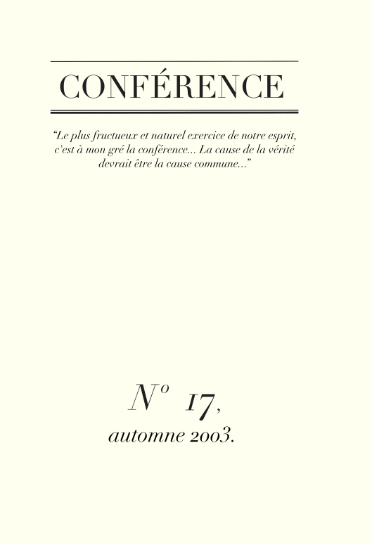 Conférence n°17, automne 2003