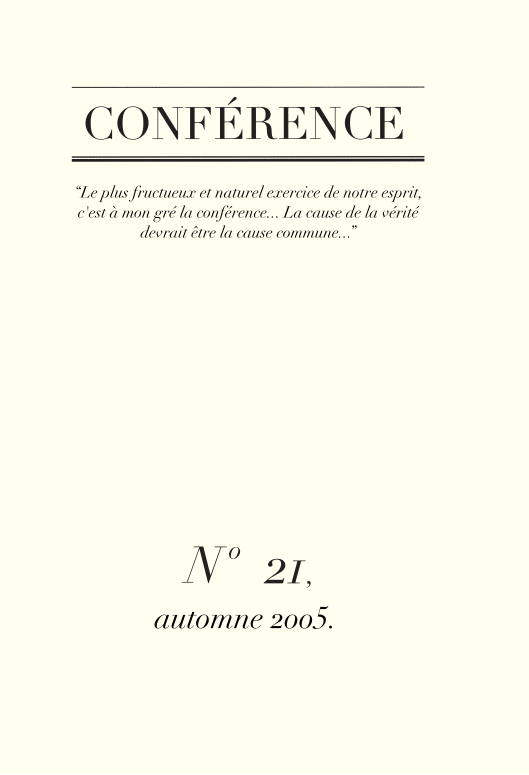 Conférence n°21, automne 2005